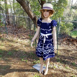 Her Majesty Size 6 Blue White Nautical Dress